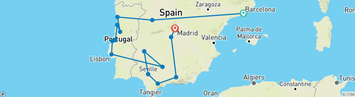 Image d'une carte montrant l'itinéraire du circuit