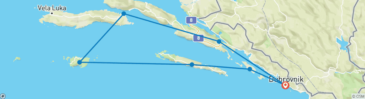 Image d'une carte montrant l'itinéraire du circuit