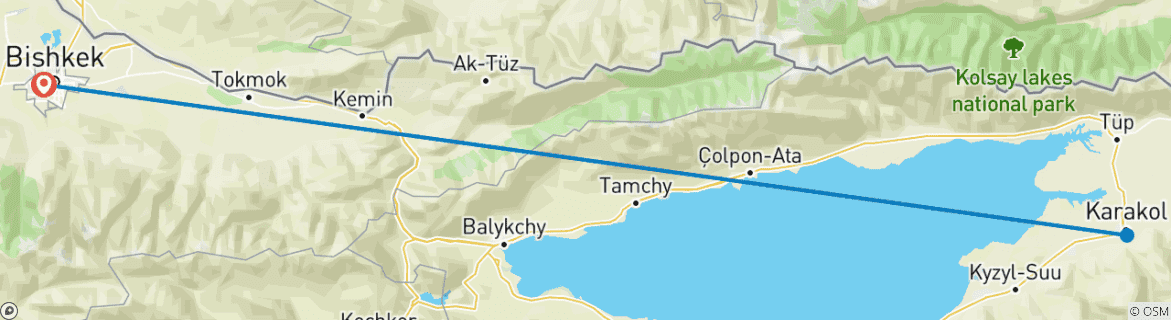 Image d'une carte montrant l'itinéraire du circuit