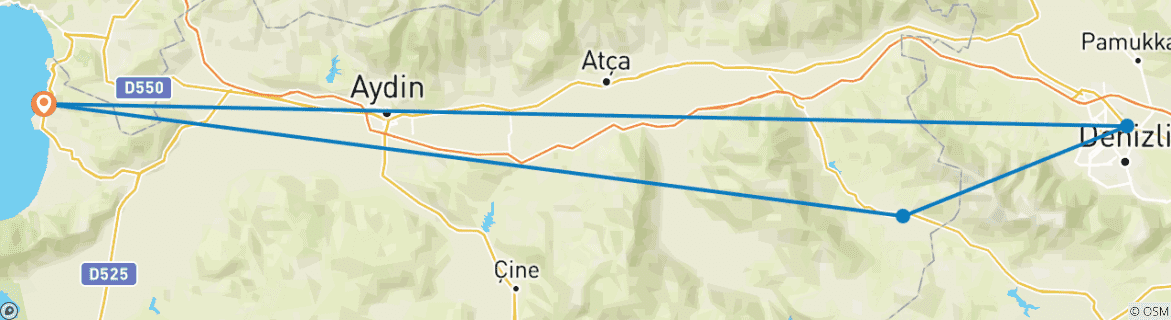 Image d'une carte montrant l'itinéraire du circuit