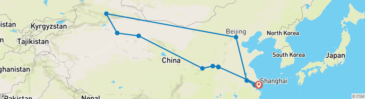 Foto van een kaart met de route van de rondreis