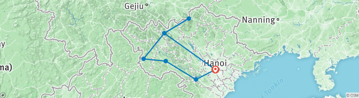 Karte mit der Reiseroute