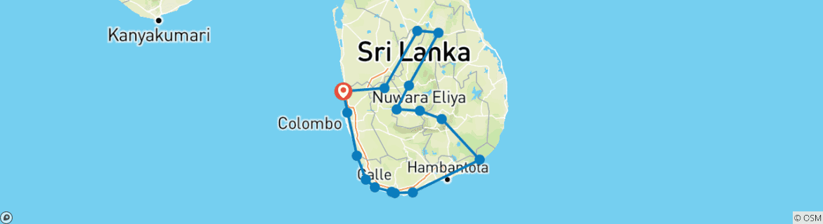 Karte mit der Reiseroute