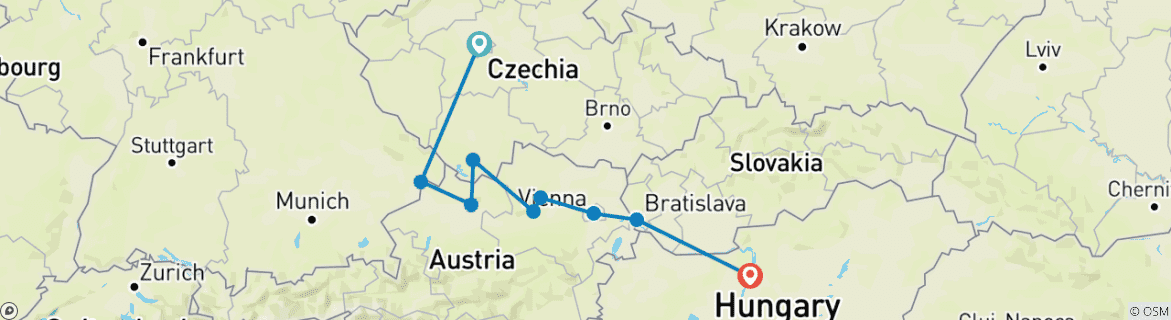 Image d'une carte montrant l'itinéraire du circuit