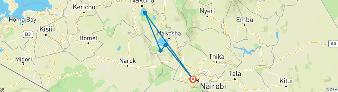 Foto van een kaart met de route van de rondreis