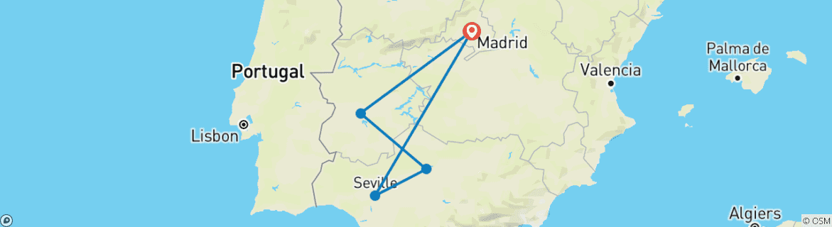 Karte mit der Reiseroute