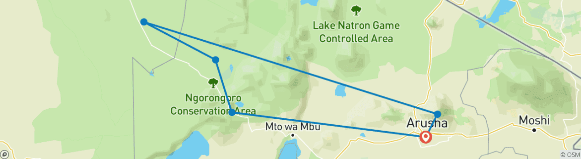 Image d'une carte montrant l'itinéraire du circuit