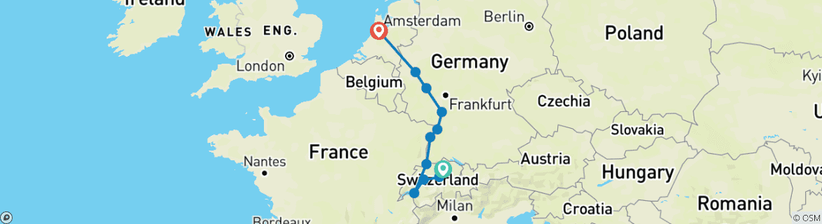 Image d'une carte montrant l'itinéraire du circuit