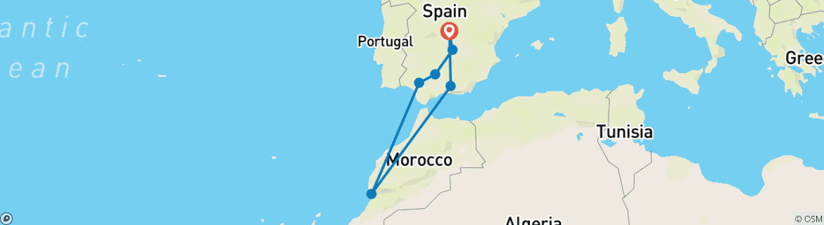 Karte mit der Reiseroute