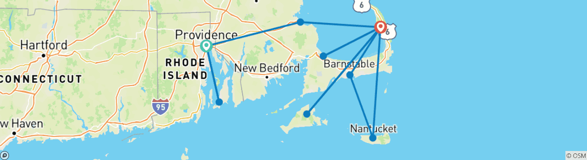 Image d'une carte montrant l'itinéraire du circuit