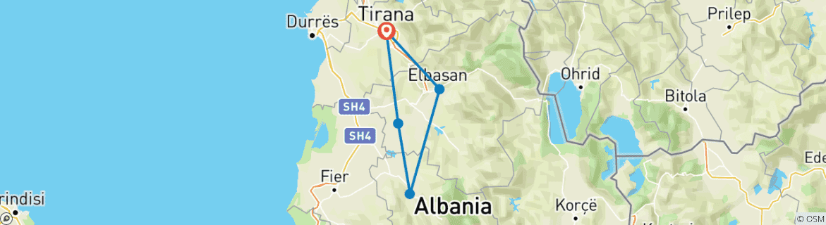 Image d'une carte montrant l'itinéraire du circuit