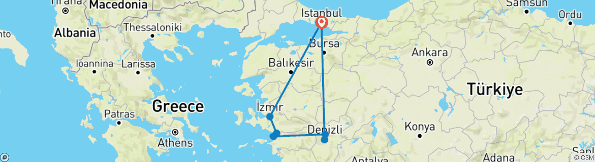 Image d'une carte montrant l'itinéraire du circuit