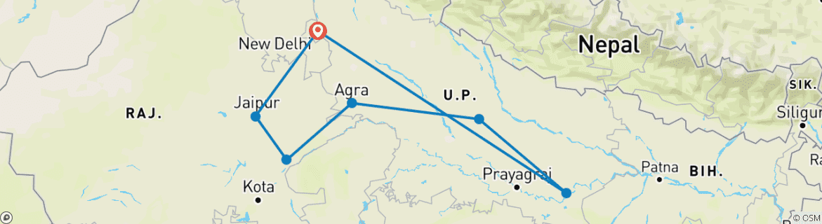 Image d'une carte montrant l'itinéraire du circuit