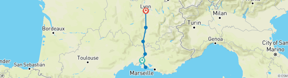 Image d'une carte montrant l'itinéraire du circuit