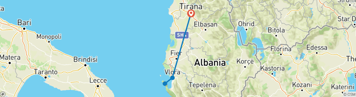 Image d'une carte montrant l'itinéraire du circuit