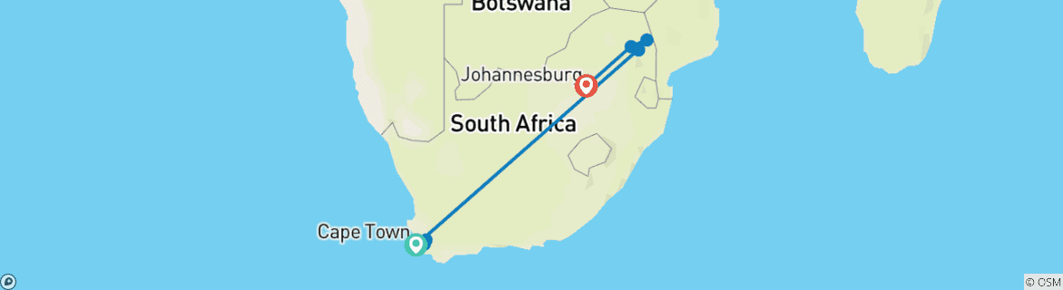 Image d'une carte montrant l'itinéraire du circuit