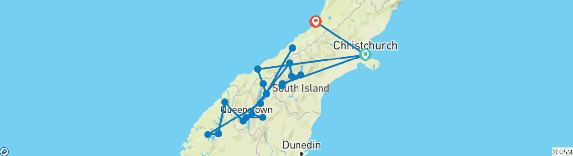 Image d'une carte montrant l'itinéraire du circuit
