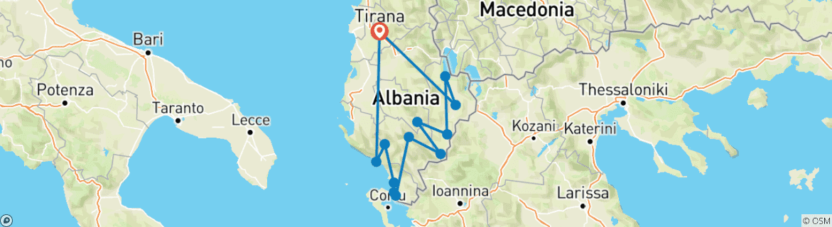 Image d'une carte montrant l'itinéraire du circuit