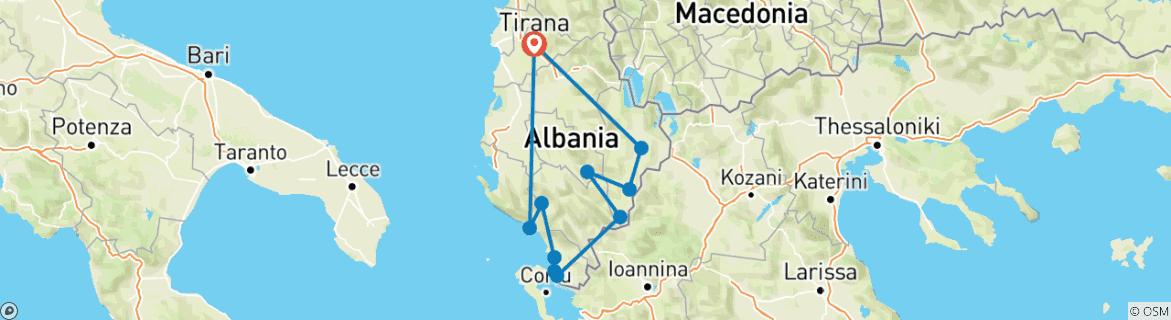 Image d'une carte montrant l'itinéraire du circuit