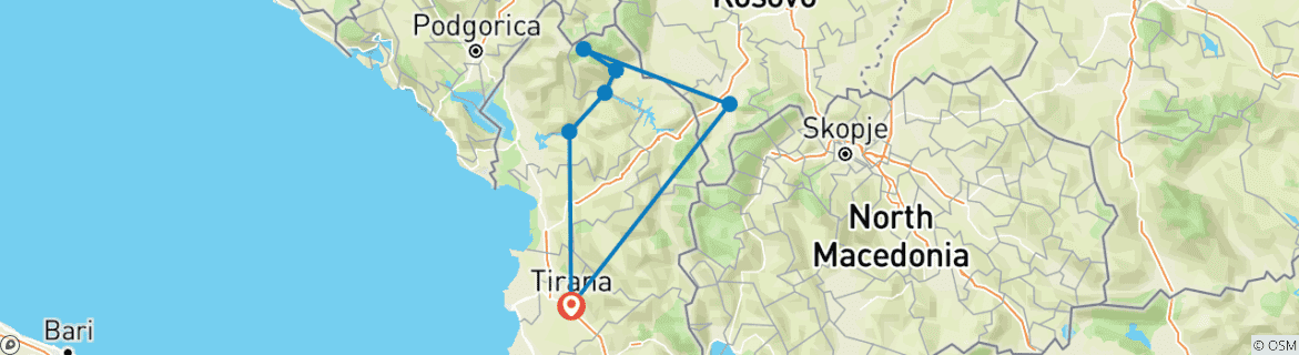 Image d'une carte montrant l'itinéraire du circuit