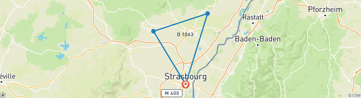 Image d'une carte montrant l'itinéraire du circuit