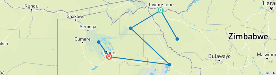 Image d'une carte montrant l'itinéraire du circuit
