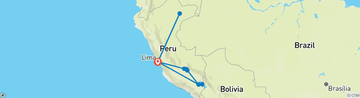 Karte mit der Reiseroute