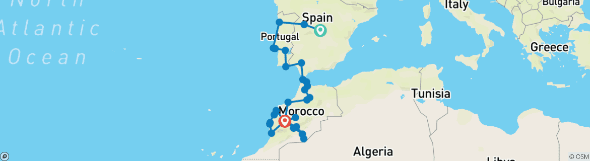 Image d'une carte montrant l'itinéraire du circuit