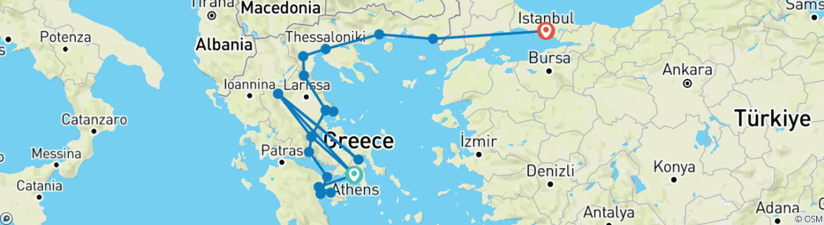 Kaart van Klassiek Griekenland: van Athene naar Istanbul
