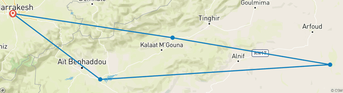 Karte mit der Reiseroute