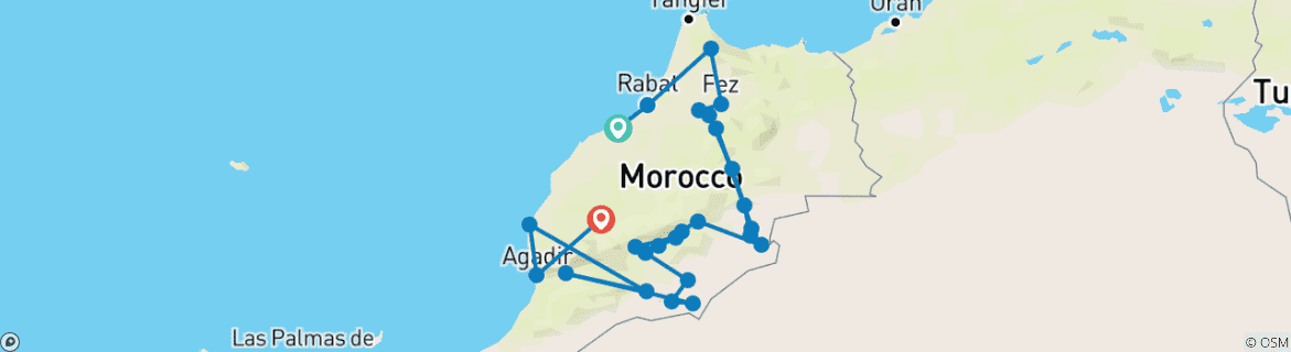 Image d'une carte montrant l'itinéraire du circuit