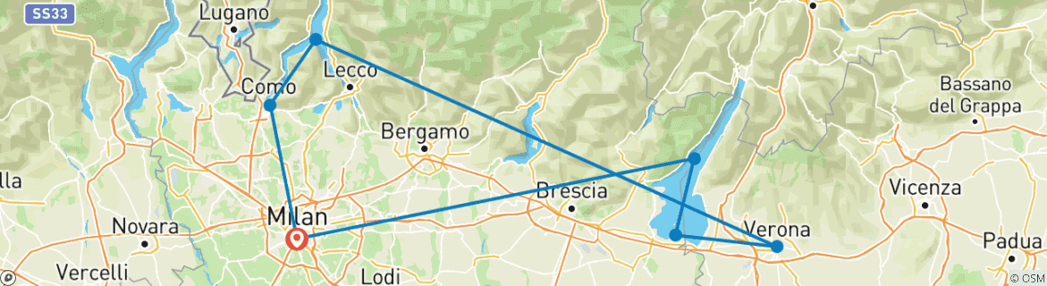 Karte mit der Reiseroute