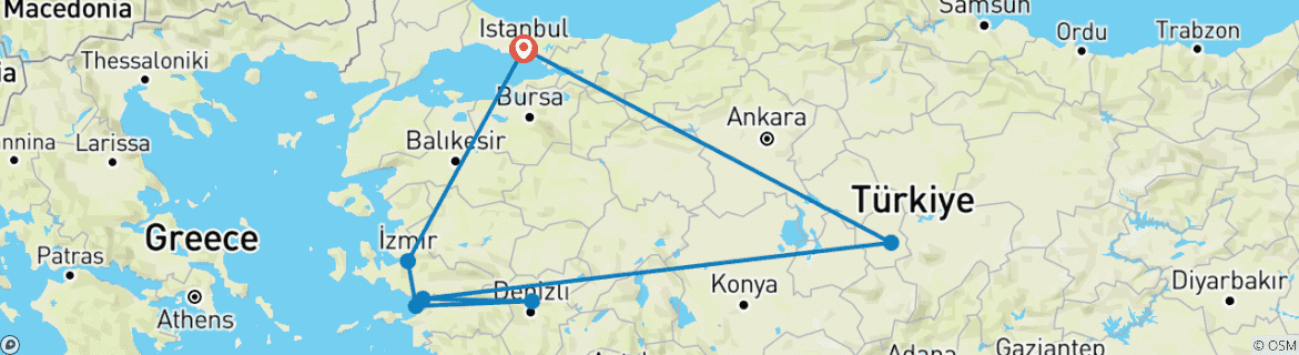 Karte mit der Reiseroute