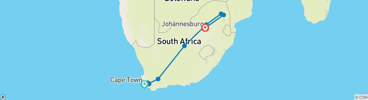 Image d'une carte montrant l'itinéraire du circuit