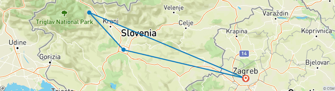 Image d'une carte montrant l'itinéraire du circuit