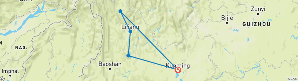 Image d'une carte montrant l'itinéraire du circuit