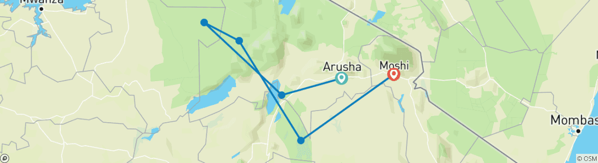 Image d'une carte montrant l'itinéraire du circuit