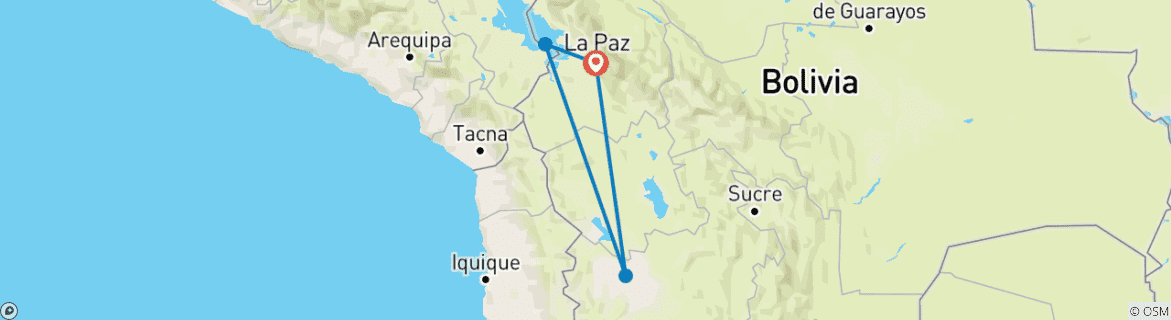 Carte du circuit Circuit de 6 jours en Bolivie comprenant La Paz et Uyuni