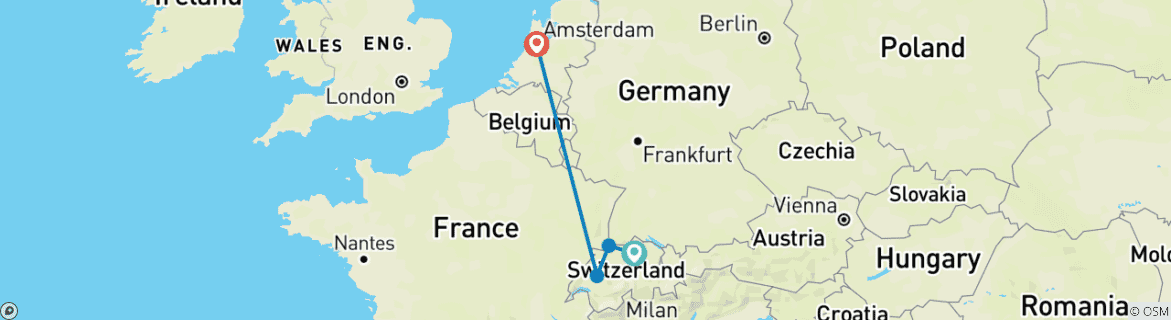 Image d'une carte montrant l'itinéraire du circuit