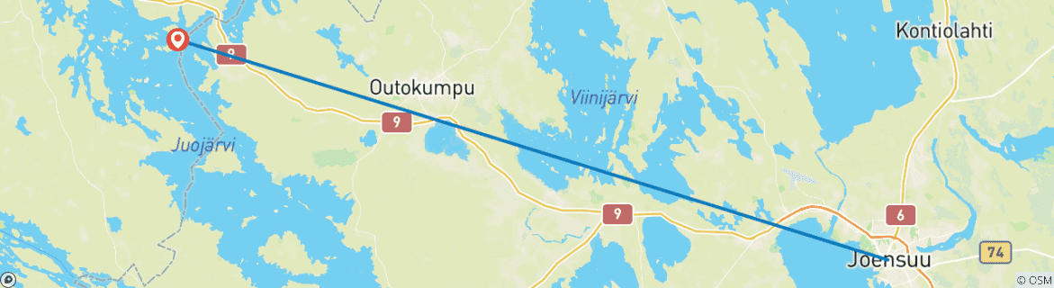 Image d'une carte montrant l'itinéraire du circuit