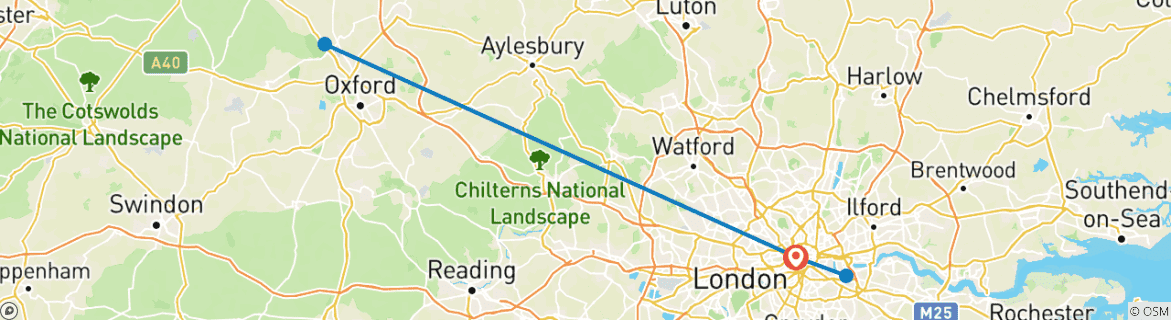 Foto van een kaart met de route van de rondreis