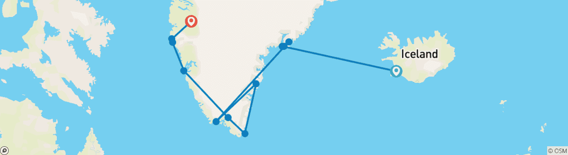 Image d'une carte montrant l'itinéraire du circuit