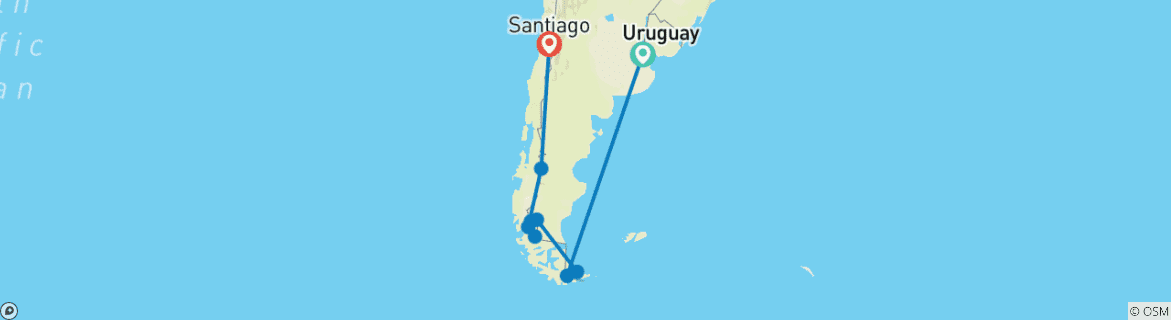 Image d'une carte montrant l'itinéraire du circuit