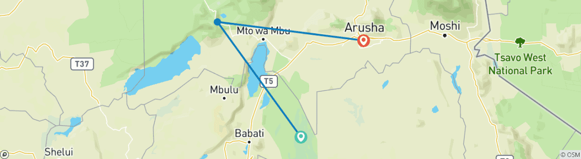 Image d'une carte montrant l'itinéraire du circuit