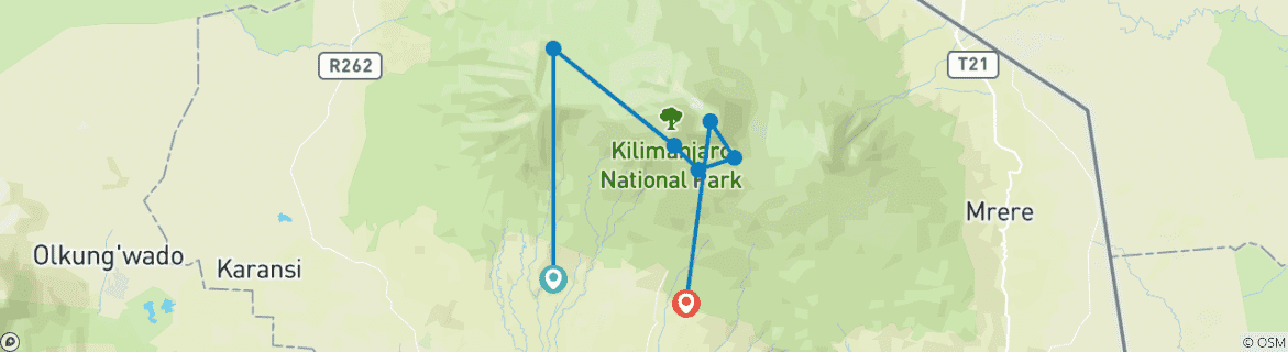 Image d'une carte montrant l'itinéraire du circuit
