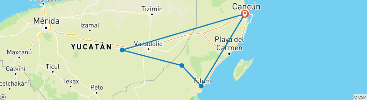 Image d'une carte montrant l'itinéraire du circuit