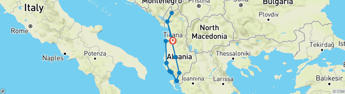 Image d'une carte montrant l'itinéraire du circuit