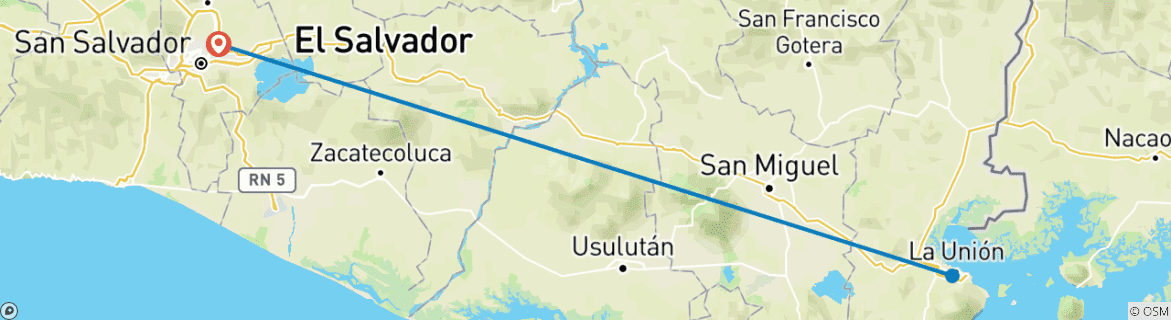 Karte mit der Reiseroute