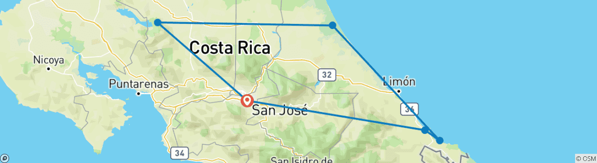 Image d'une carte montrant l'itinéraire du circuit