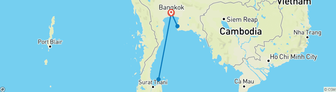 Karte mit der Reiseroute